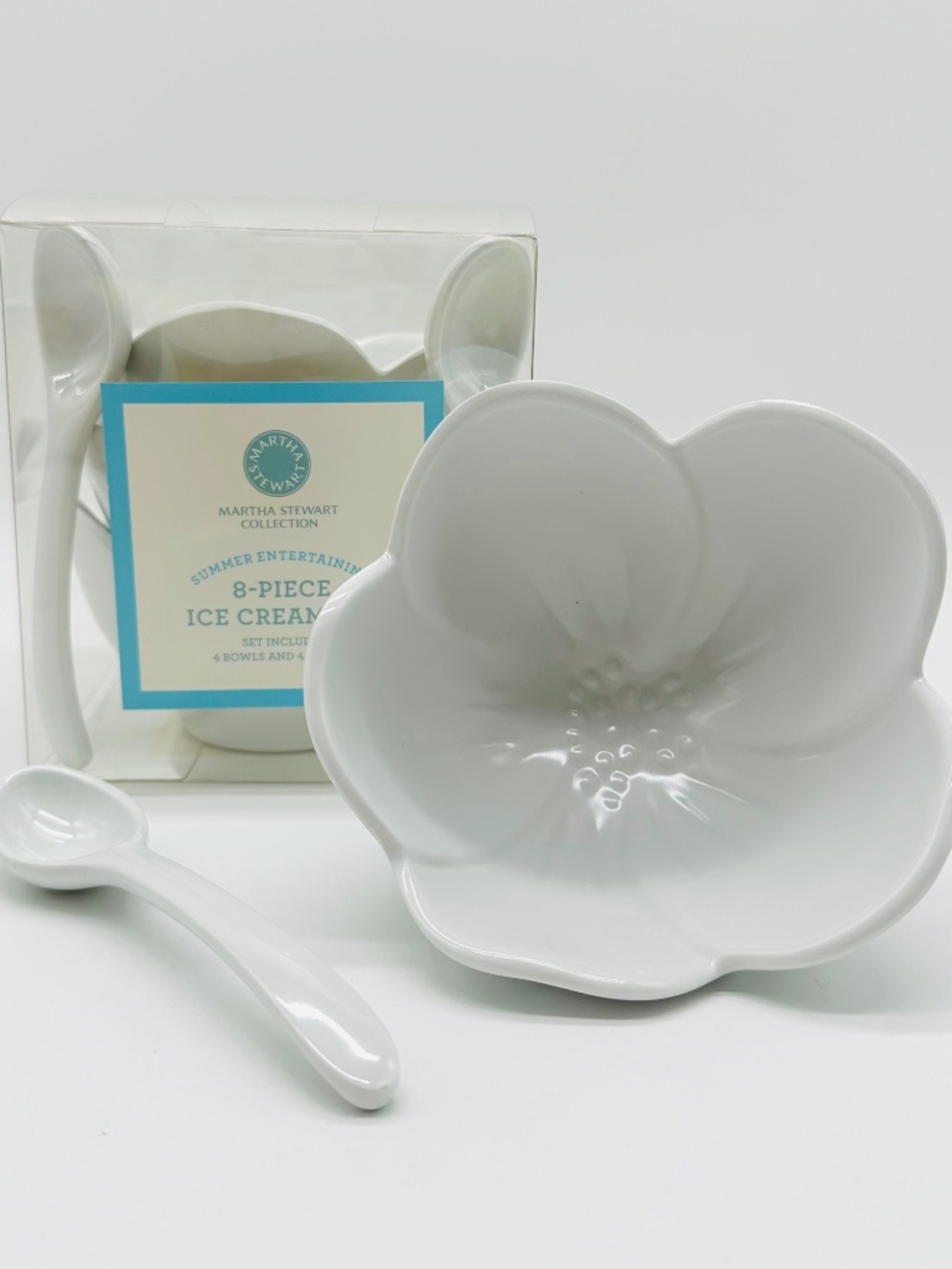 Martha Stewart Collection Summer Entertaining 8-Piece Ice Cream Set White